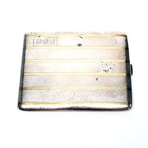 Vintage Waltrous Sterling Silver 14K Inlaid Cigarette Case #5354